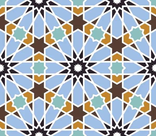 Classical Islamic Seamless Pattern Moroccan Style Geometric Tiles Hexagonal Grid — Stock Vector