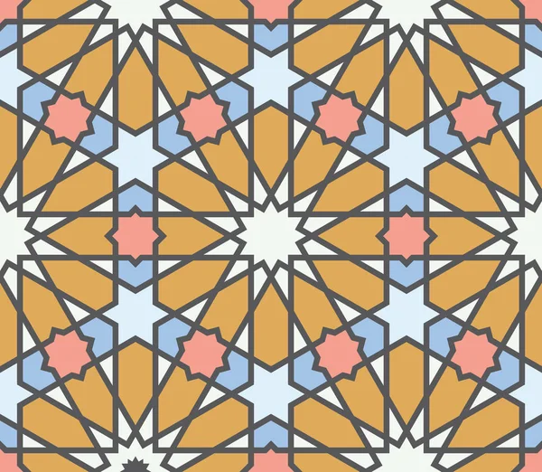Patrón Clásico Islámico Sin Costuras Azulejos Geométricos Estilo Marroquí Líneas — Vector de stock
