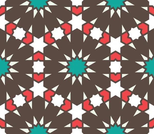 Classical Islamic Seamless Pattern Moroccan Style Geometric Tiles Hexagonal Grid — Stock Vector