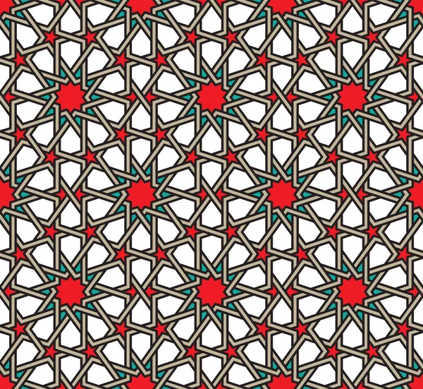 Classical Islamic Seamless Pattern Moroccan Style Geometric Tiles Hexagonal Grid — Stock Vector