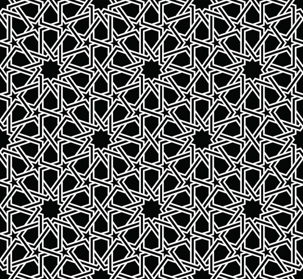 古典的なイスラム教のシームレスなパターン モロッコ風の幾何学的なタイル 六角形のグリッド ライン Web と印刷の複雑な繰り返し背景 — ストックベクタ