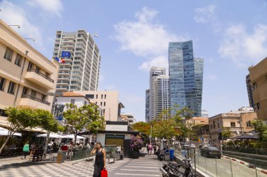 Tel Aviv-Yafo, Israel - June 6, 2018: Generic architecture and cityscape from Tel Aviv, Modern and old buildings in the central streets of Tel Aviv-Yafo, Israel. clipart