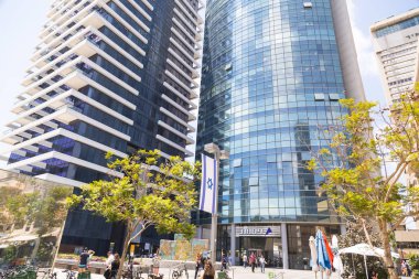 Tel Aviv-Yafo, Israel - June 6, 2018: Generic architecture and cityscape from Tel Aviv, Modern and old buildings in the central streets of Tel Aviv-Yafo, Israel. clipart