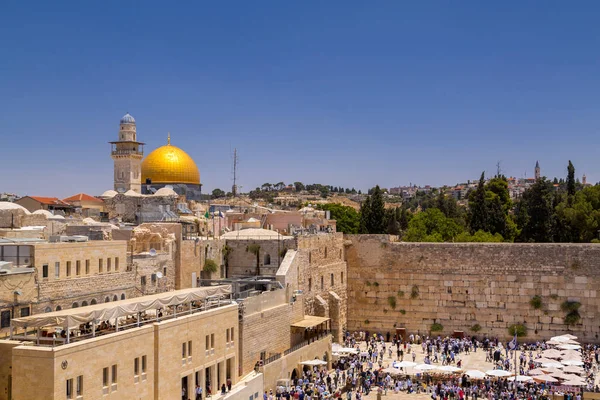 Jerusalem Srail Haziran 2018 Temple Mount Rock Western Wall Aşağıda — Stok fotoğraf