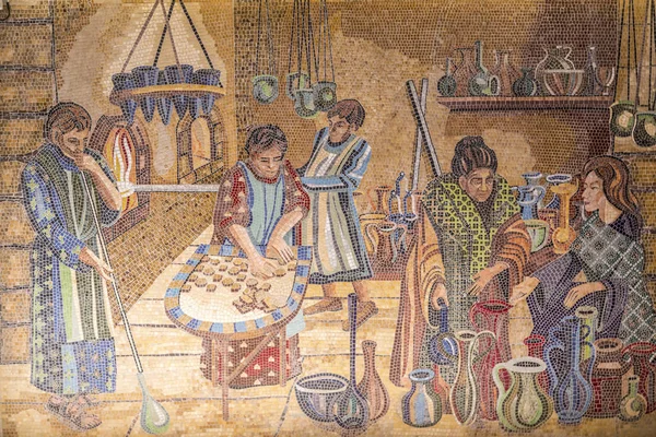Jerusalem Israel June 2018 Detail Mosaics Depicting Daily Life Ancient — Stock Photo, Image