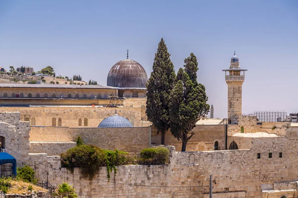 Widok Zewnętrzny Aqsa Meczetu Święte Miejsca Starym Mieście Jerozolimie Izrael — Zdjęcie stockowe