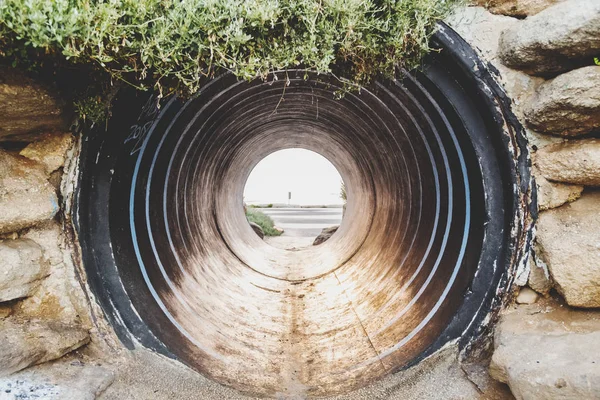 Antiguo Túnel Tuberías Grandes Cerca Costa Tel Aviv Israel — Foto de Stock