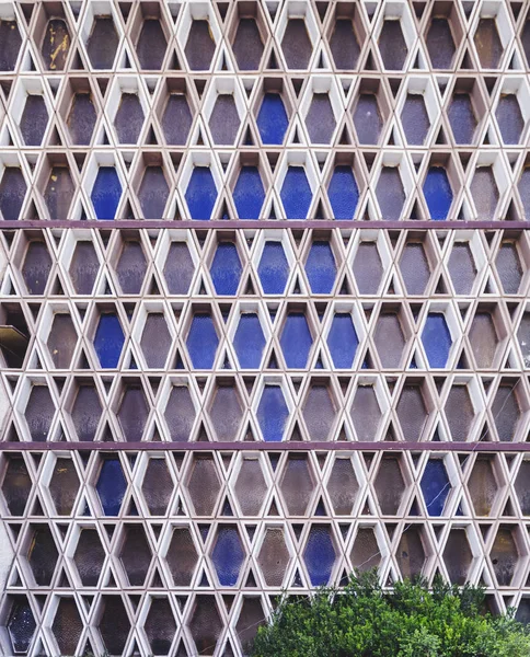 Шестигранная Узорчатая Стена Цветным Стеклом Форме Маген Дэвида — стоковое фото