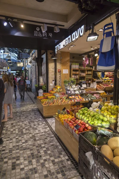 Tel Aviv Israel Junho 2018 Lojas Alimentos Restaurantes Cafés Mercearias — Fotografia de Stock