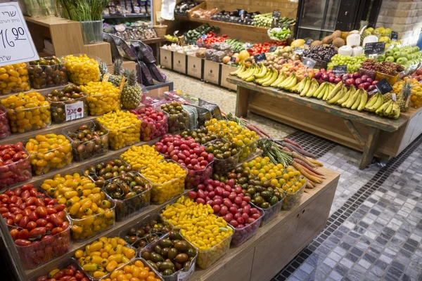 Tel Aviv Israel Junho 2018 Lojas Alimentos Restaurantes Cafés Mercearias — Fotografia de Stock