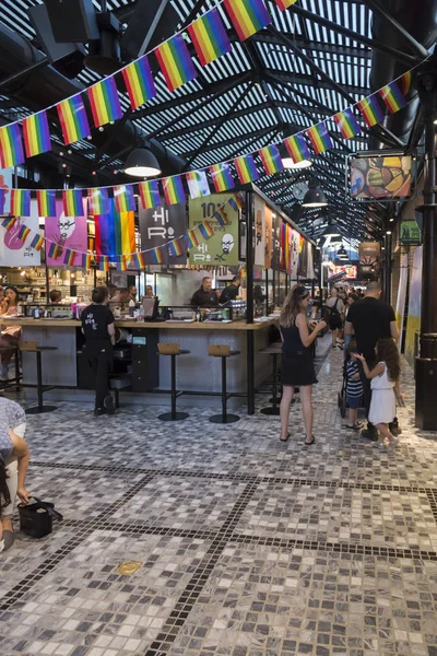 Tel Aviv Israel Junio 2018 Tiendas Alimentos Restaurantes Cafeterías Comestibles — Foto de Stock