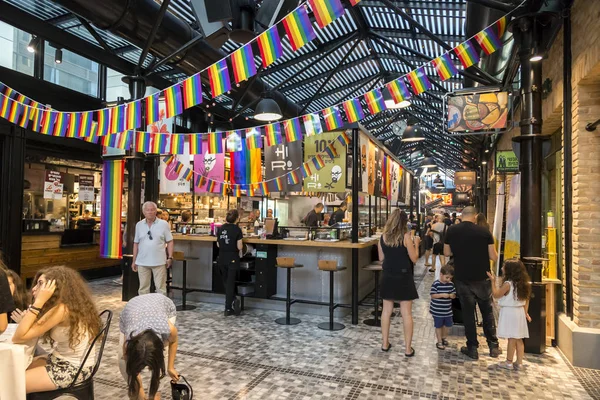 Tel Aviv Israel Junio 2018 Tiendas Alimentos Restaurantes Cafeterías Comestibles — Foto de Stock