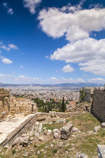 Zrekonstruované Starobylé Ruiny Parthenon Erechtheion Akropoli Aténách Řecké Město Akropole — Stock fotografie