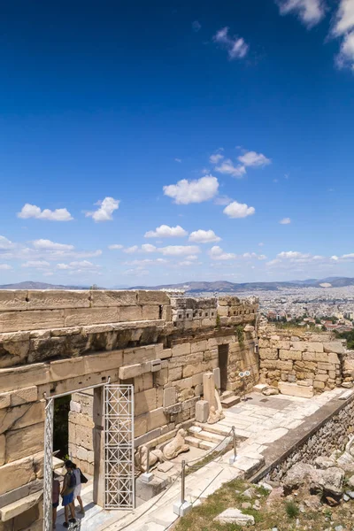 Athens Griekenland Juli 2018 Gereconstrueerde Oude Ruïnes Van Parthenon Erechteion — Stockfoto