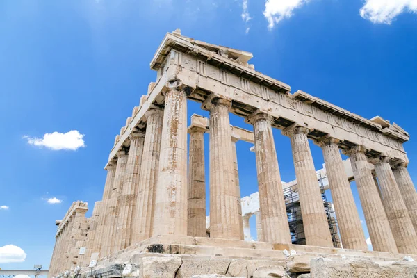 Felújított Ősi Romjai Parthenon Erechtheion Akropolisz Athén Görög Fővárosban Akropolisz — Stock Fotó