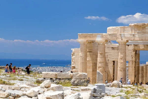 Athènes Grèce Juillet 2018 Les Ruines Antiques Reconstituées Parthénon Erechthéion — Photo