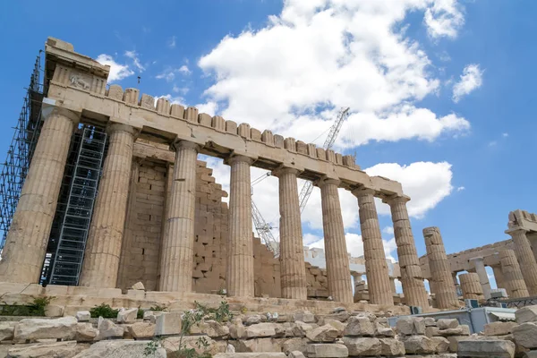 Las Ruinas Antiguas Reconstruidas Parthenon Erechtheion Acrópolis Atenas Capital Griega — Foto de Stock