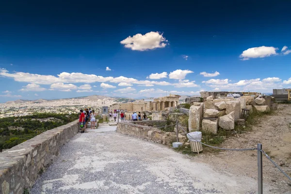 Афины Греция Июля 2018 Года Реконструированы Древние Руины Парфенона Эрехтейона — стоковое фото