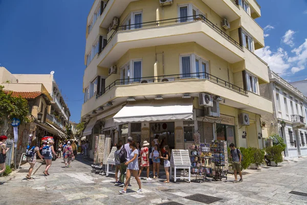 Atenas Grecia Julio 2018 Calles Edificios Clásicos Distrito Plaka Atenas — Foto de Stock