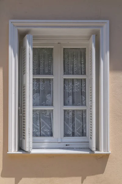 Janela Estilo Clássico Detalhe Arquitetônico Atenas Grécia — Fotografia de Stock