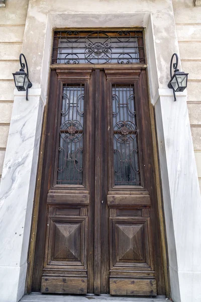 Porta Ornamentada Velha Bonita Atenas Grécia Detalhe Arquitetônico Clássico — Fotografia de Stock