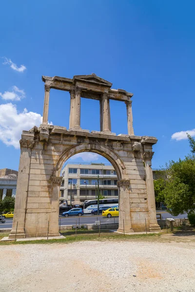 Atény Řecko Července 2018 Arch Hadrianus Běžně Hadrian Gate Monumentální — Stock fotografie