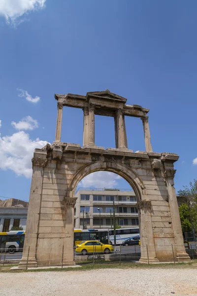 Atény Řecko Července 2018 Arch Hadrianus Běžně Hadrian Gate Monumentální — Stock fotografie