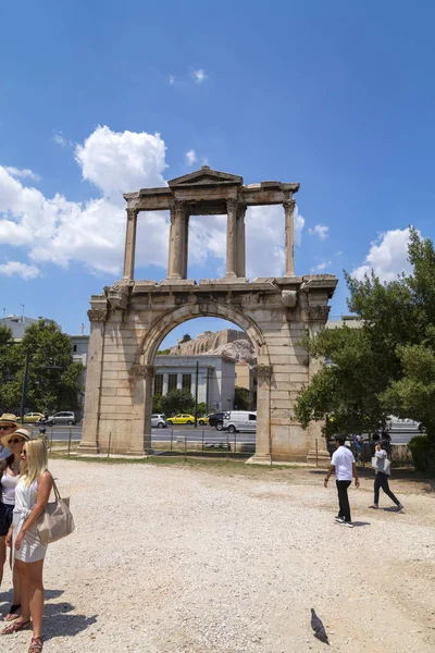 Atina Yunanistan Temmuz 2018 Arch Hadrian Yaygın Olarak Hadrian Kapısı — Stok fotoğraf