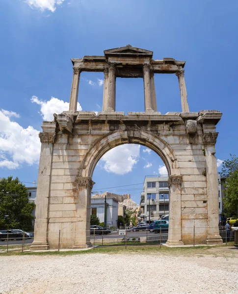 Atény Řecko Července 2018 Arch Hadrianus Běžně Hadrian Gate Monumentální — Stock fotografie