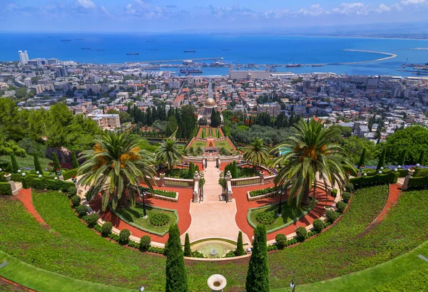 Haifa Israele Giugno 2018 Porto Haifa Giardini Baha Gan Habahaiim — Foto Stock
