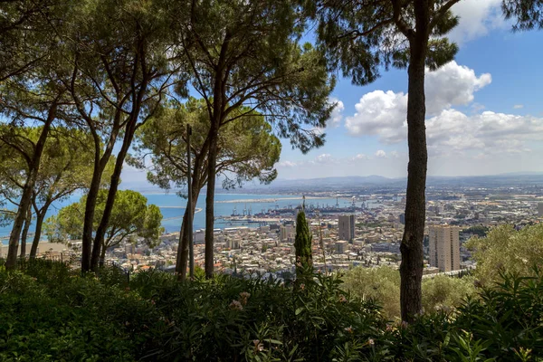 Letecký Pohled Přístav Haifa Haifě Město Středomořském Pobřeží Izraele — Stock fotografie