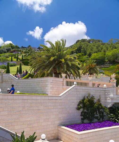 Haifa Israel Juni 2018 Haifa Stadsbilden Och Bahai Trädgårdar Helgedomen — Stockfoto