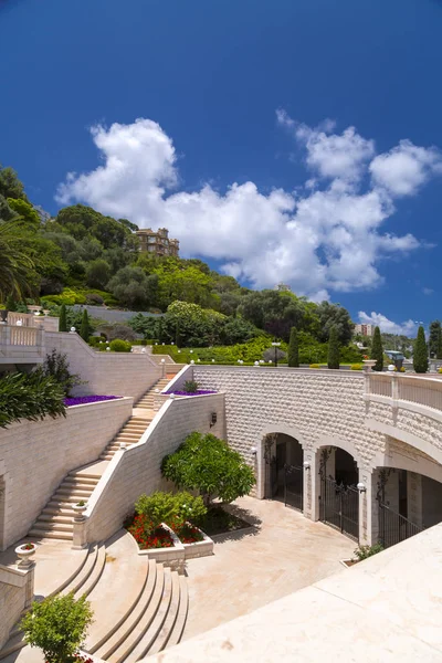 Haifa Israel Junio 2018 Paisaje Urbano Haifa Jardines Bahai Santuario — Foto de Stock