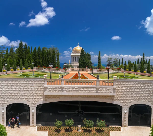 Haifa Israel June 2018 Haifa Cityscape Bahai Gardens Shrine Bab — Stock Photo, Image