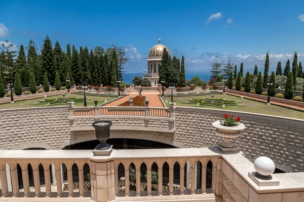 Paysage Urbain Haïfa Jardins Bahai Sanctuaire Bab Saint Pèlerinage Pour — Photo