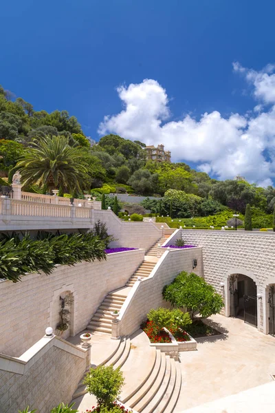 Paisaje Urbano Haifa Jardines Bahai Santuario Del Bab Una Santa —  Fotos de Stock