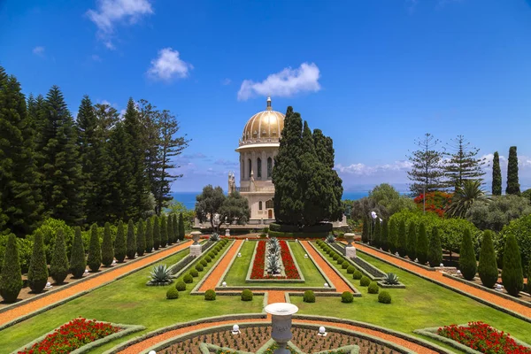 Bahai Gardens Shrine Bab Священное Паломничество Верующих Бахаи Построенное Горе — стоковое фото