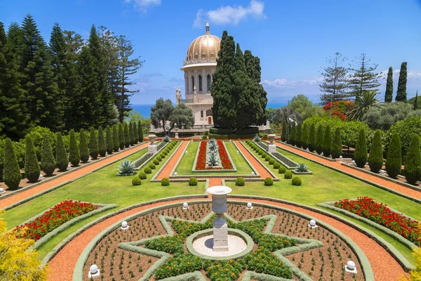Haifa Cityscape Bahai Gardens Shrine Bab Holy Pilgrimage Bahai Believers — Stock Photo, Image