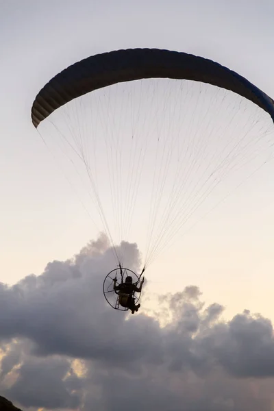 Paramotor Motorovým Paragliding Padák Obloze — Stock fotografie