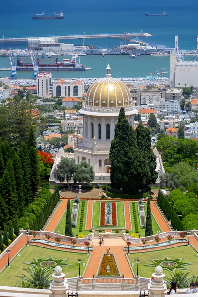 Haifa Israele Giugno 2018 Paesaggio Urbano Haifa Giardini Bahai Santuario — Foto Stock