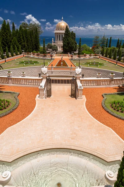 Bahai Gardens Shrine Bab Holy Pilgrimage Bahai Believers Built Mount — Stock Photo, Image