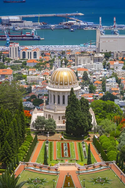 Haifa Israele Giugno 2018 Paesaggio Urbano Haifa Giardini Bahai Santuario — Foto Stock