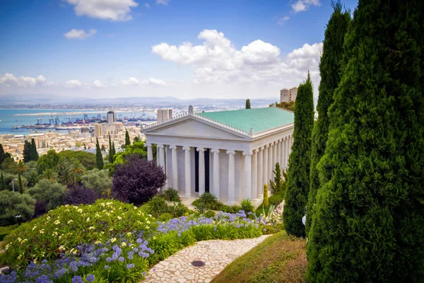 Haifa Israel June 2018 Haifa Cityscape Bahai Gardens Shrine Bab — Stock Photo, Image