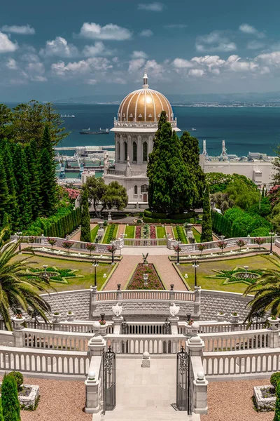 Haifa Srail Haziran 2018 Haifa Cityscape Bahai Bahçeleri Tapınak Bab — Stok fotoğraf