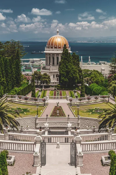 Haifa Srail Haziran 2018 Haifa Cityscape Bahai Bahçeleri Tapınak Bab — Stok fotoğraf