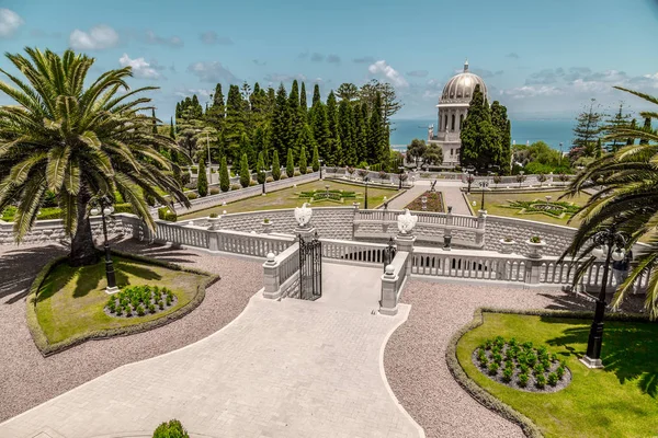 Haifa Israel June 2018 Haifa Cityscape Bahai Gardens Shrine Bab — Stock Photo, Image