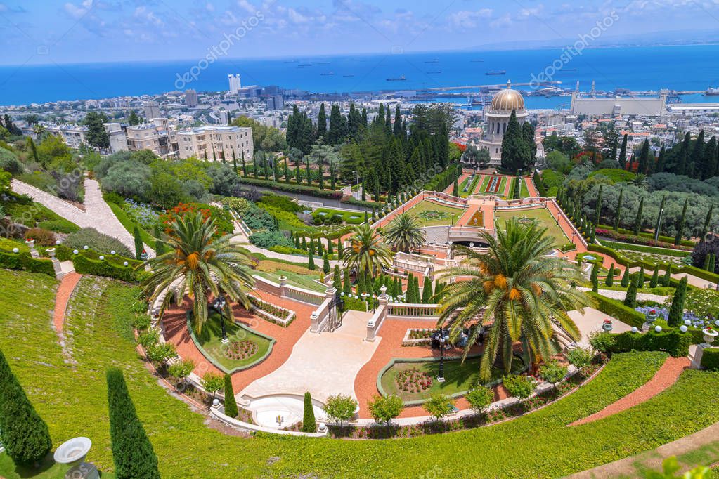 Haifa, Israel 18 de junio de 2018 Paisaje urbano de Haifa y Jardines