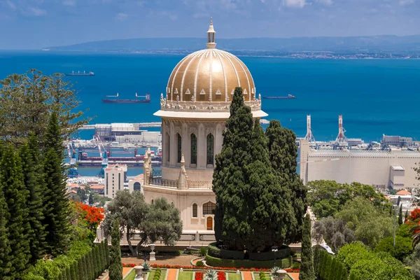 Haifa Israele Giugno 2018 Paesaggio Urbano Haifa Giardini Bahai Santuario — Foto Stock