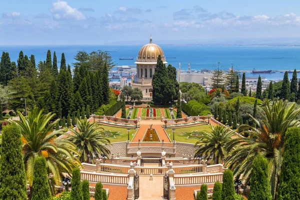 Haifa Israel Junio 2018 Paisaje Urbano Haifa Jardines Bahai Santuario — Foto de Stock