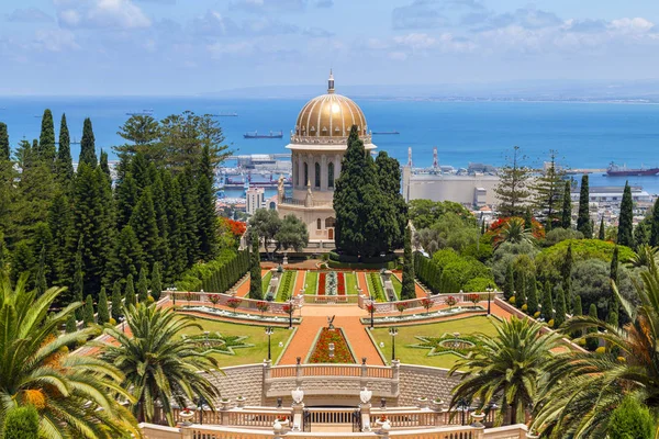 Haifa Israel Junio 2018 Paisaje Urbano Haifa Jardines Bahai Santuario — Foto de Stock